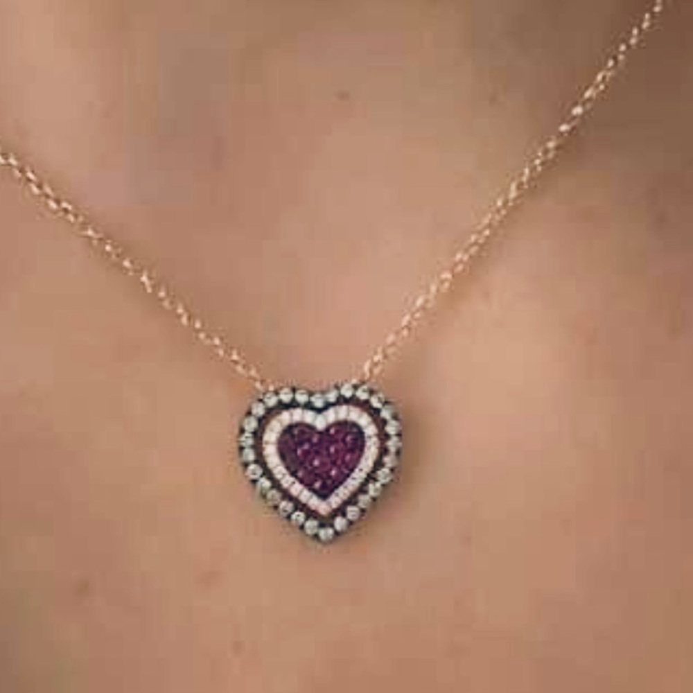 LEVIAN 14K STRAWBERRY GOLD, RUBY and DIAMOND NECKLACE